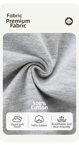 Detail of 100% cotton grey knit fabric showing soft texture and breathable weave