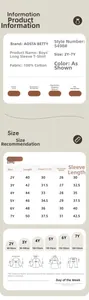 Detailed size chart for boys cotton long sleeve t-shirt with measurements and guide