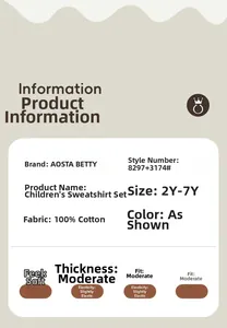 Detailed size chart for kids' 100% cotton Halloween outfit set with fabric specs