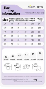 Detailed size chart for girls Christmas tulle princess dress ranging from 2Y to 7Y
