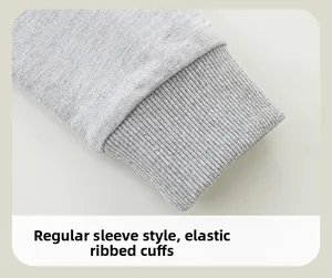 Close-up of elastic ribbed cuffs on a gray knit cotton boys sweatshirt garment detail