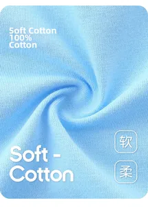 Detailed close-up of 100% soft cotton knit fabric with blue spiral texture