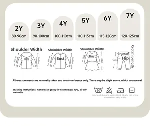 Size chart for boys cartoon hoodie set covering ages 2Y to 7Y with detailed measurements