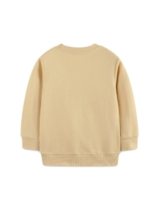 Classic khaki long-sleeve cotton sweatshirt for boys with ribbed crewneck and cuffs