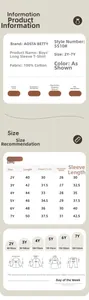 Size chart for boys long sleeve cotton dinosaur t-shirt with detailed measurements