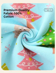 Detailed macro view of 100% cotton knitted fabric with Christmas themed patterns