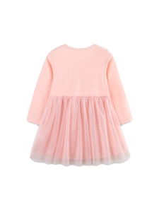 Abito da principessa rosa a maniche lunghe per bambine con gonna in tulle, vista retro