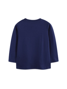 Navy blue long sleeve t-shirt for boys made of breathable cotton with a classic crew neck