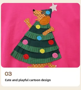 Detail showing pink cotton hoodie with Christmas dachshund applique and embroidery