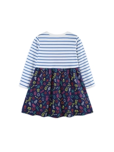 Robe Halloween à manches longues pour filles avec rayures et motif citrouille