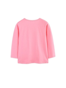 T-shirt rose à manches longues pour filles avec vue arrière en coton doux de qualité