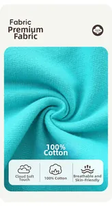 Macro shot of 100% cotton bright blue knit fabric texture showing soft breathable fibers