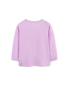 T-shirt manches longues en coton violet clair pour fille avec imprimé dessin animé dos