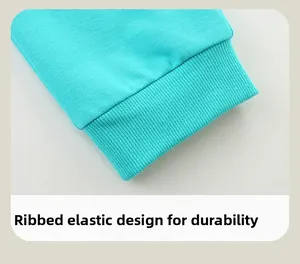 Detail of girls' blue joggers featuring ribbed elastic cuffs for durability and comfort