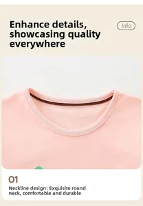 Détail du col rond en coton rose avec couture renforcée pour maintenir la forme