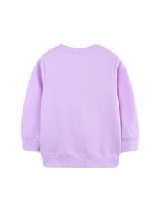 Meisjes Lange Mouw Katoen Gebreide Sweatshirt Lavendelpaars Ronde Hals Pullover Met Dier Borduursel Warm Casual Herfst Kinderen Top