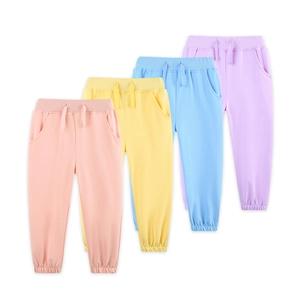Pantalon de sport fille en coton aux couleurs pastel avec cordon et poignets élastiques