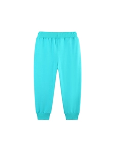 Girls bright blue jogger pants with elastic waist and ribbed cuffs for kids