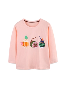 T-shirt rose à manches longues pour filles avec des imprimés de chats sushi mignons