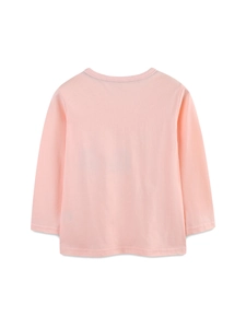 T-shirt rose à manches longues pour filles avec vue arrière et col rond classique