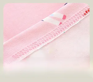 Detail of neat overlock stitching and double-needle seams on pink cotton leggings