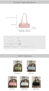Detailed view of PU leather shoulder bag with dimensions 30x11x8.5cm in five colors