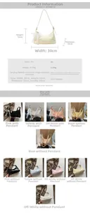 Size guide for PU leather dumpling tote bag with dimensions and multi-color options