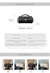 Detailed size specifications for minimalist PU baguette bag with hardware lock