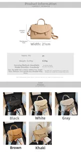 Detailed dimension guide and color options for the lychee pattern PU crossbody bag