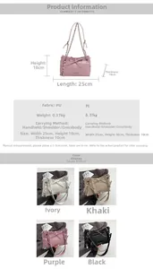 Detailed size specifications of the PU leather shoulder bag measuring 25x18x10cm