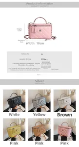 Tableau détaillé montrant les dimensions et couleurs du sac seau matelassé sous plusieurs vues
