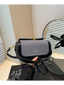 Women Retro Luxury PU Leather Splicing Square Crossbody Bag Stylish Contrast Small Shoulder Bag Versatile Daily Commuter Handbag