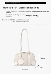Detailed size specifications of the cream PU leather handbag with adjustable straps
