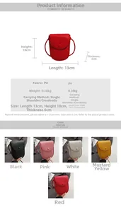 Tableau des tailles et couleurs pour le mini sac bandoulière de téléphone en cuir PU