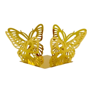 Porte-serviettes élégant en métal doré papillon ajouré pour décoration de mariage