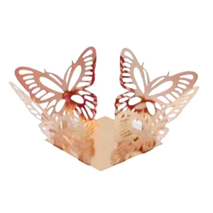 Caissettes à cupcakes papillon or rose découpées au laser avec dentelle évidée