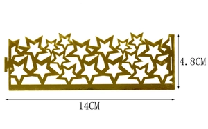 Dettaglio della fascia paralume dorata a stella traforata con misure 14cm x 4,8cm