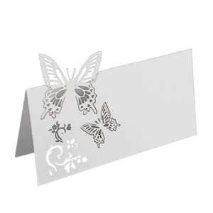 Marque-places Papillon Découpés au Laser en Papier Perlé Cartes de Table pour Banquet de Mariage Décoration de Dîner Papeterie Élégante
