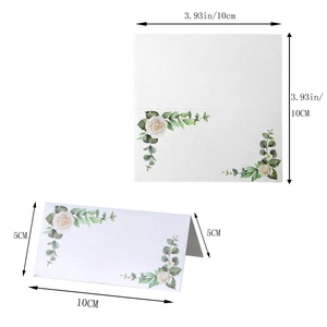 White rose floral place cards for wedding tables with 10x10cm unfolded dimensions