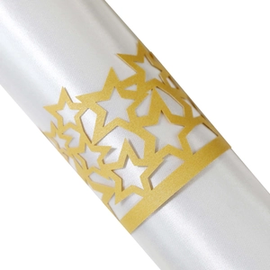 Hollow pentagram gold napkin ring with glitter finish for wedding and party table decor