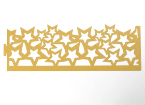 Dettaglio bordo a stella glitterato oro tagliato al laser per decorazioni da festa
