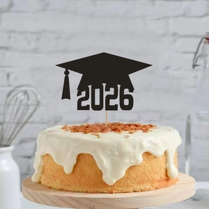 Black Graduation Cake Toppers Paper Card Doctor Hat Design Class Of 2026 Congrats Grad For Party Decoration Ceremony