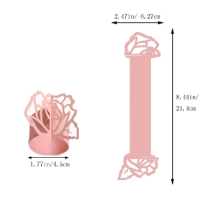 Pink pearl paper napkin ring with laser-cut rose floral design for wedding decor