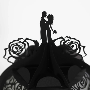 3D romantic wedding silhouette lamp with hollow rose patterns and couple design