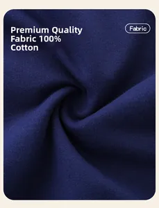 Detailed view of dark blue 100% cotton fabric showing soft texture for girl sweatshirts