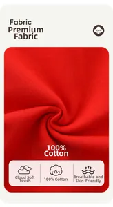 Gros plan sur un tissu en maille de coton rouge 100% doux et respirant pour filles