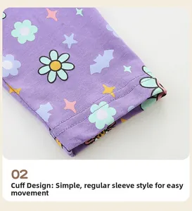 Détail du poignet violet à motifs floraux et d'étoiles pour robe d'Halloween de fille