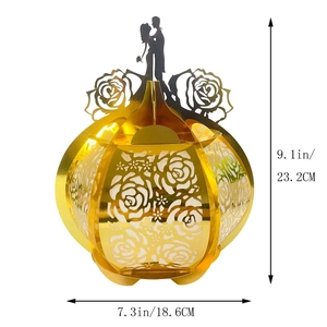 Detailed view of hollow rose pattern lantern with size dimensions 9.1x7.3 inches