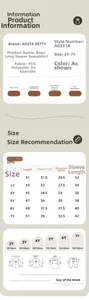 Detailed size chart for boys dinosaur sweatshirt with fabric and washing instructions
