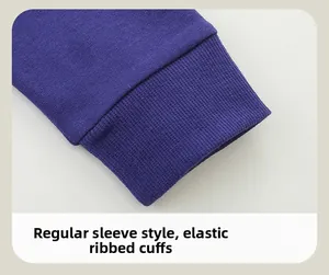 Close-up of elastic ribbed cuffs and knit fabric on deep purple boy sweatshirt
